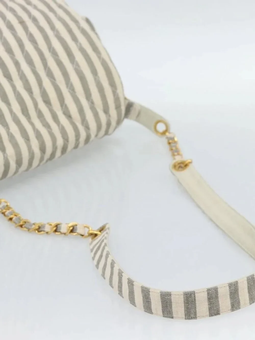 CHANEL Matelasse Shoulder Bag Canvas Light Blue White CC Auth 48071AV